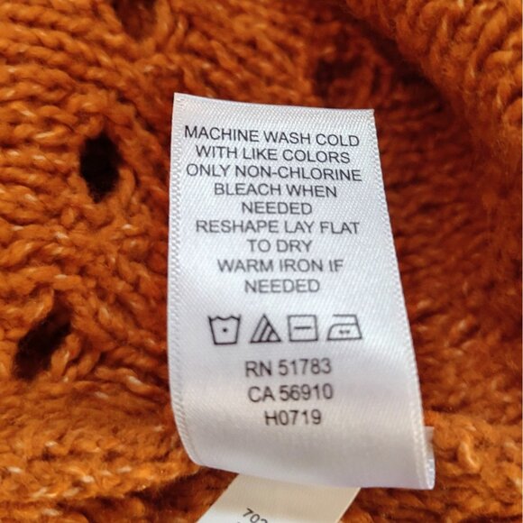 Maurices Hooded Sweater Women’s Size Large Brown Open Knit Tunic Pullover Hoodie - Picture 6 of 7